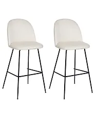 Conjunto de 2 sillas de bar ARCOLA Terciopelo Blanco crema_1185023