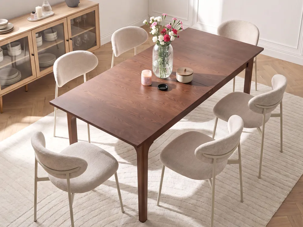 Extending Dining Table DELMAS Dark Ash Wood 160/200 cm 90 cm_1101101