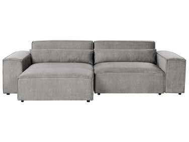 Canapé d'angle 2 places à droite modulable en tissu gris HELLNAR