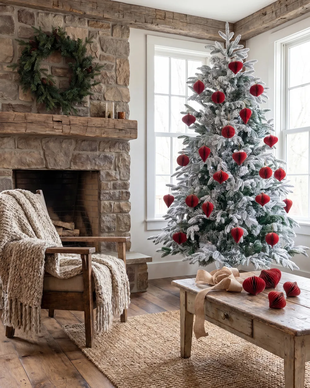 Set of 18 Christmas Tree Ornaments SUSA Paper Red_1084993