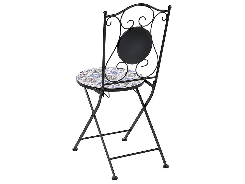 Set mobilier de grădină SIPONTO Metal Alb/Albastru_1155719