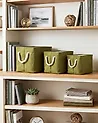 Set of 3 Baskets DARQAB Cotton Olive Green