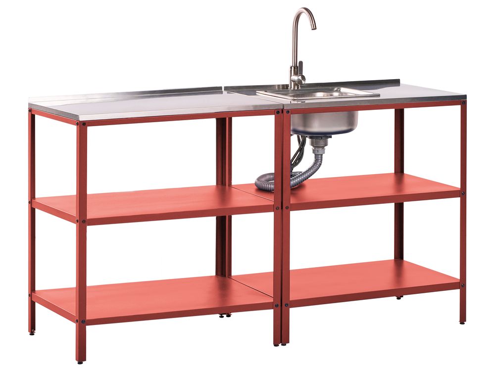 Tuin keukenset 2-delig met spoelbak VILAMA Rood Metaal
