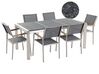 6 Seater Dining Set Black Basalt Top Grey Chairs GROSSETO_672637