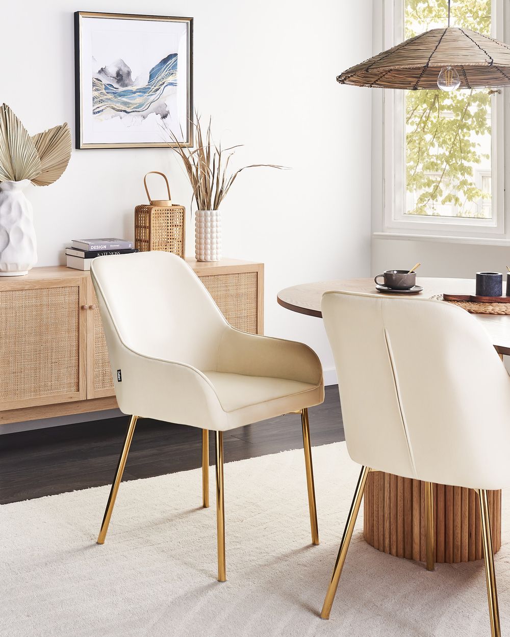 Set of 2 Dining Chairs LOVERNA Velvet Off-White