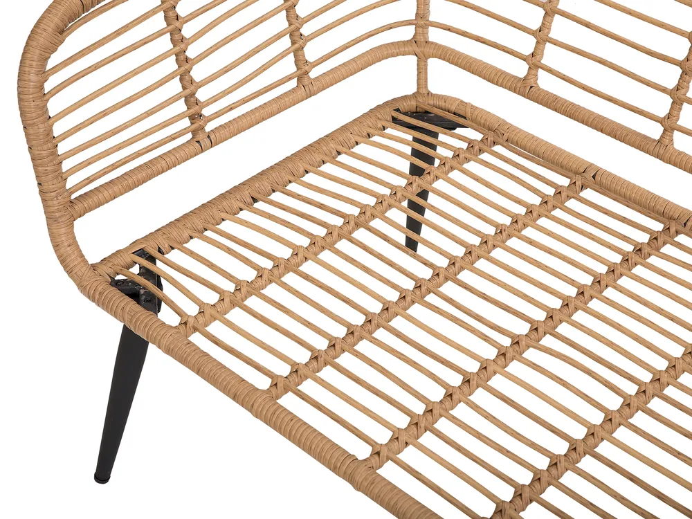 Garden Lounge Set with Table 4 Seater CORINTH II PE Rattan Natural_812353