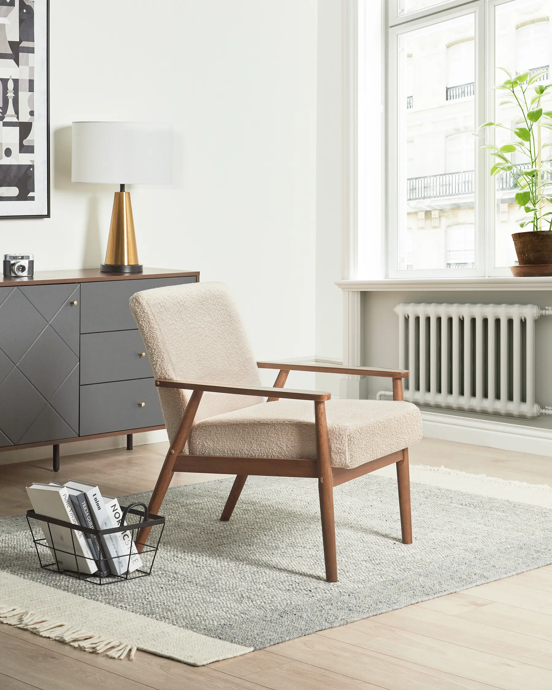 Armchair ESRUM Boucle Dark Brown/ Beige_943384