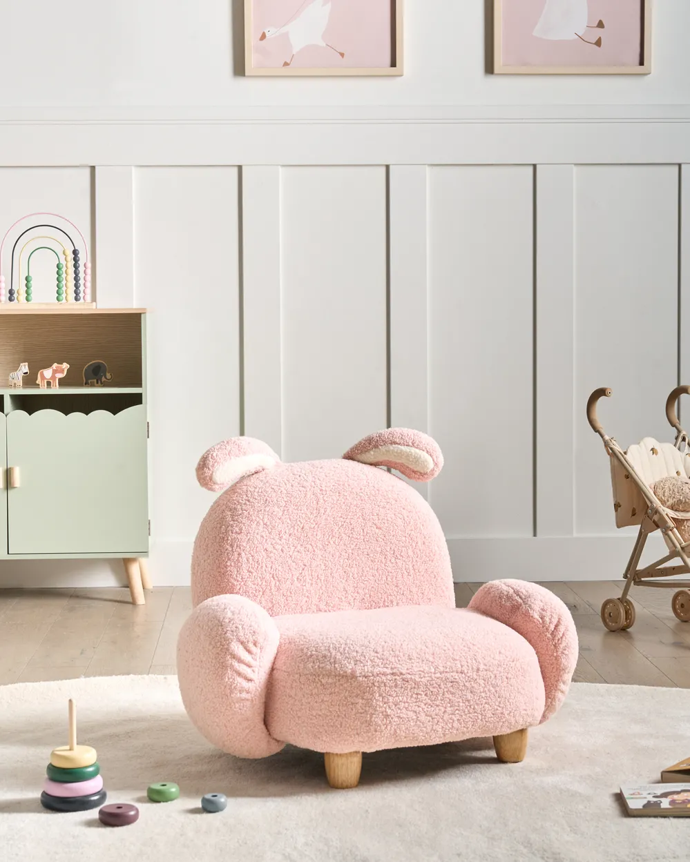 Kids Armchair Rabbit KANNA Boucle Pastel Pink