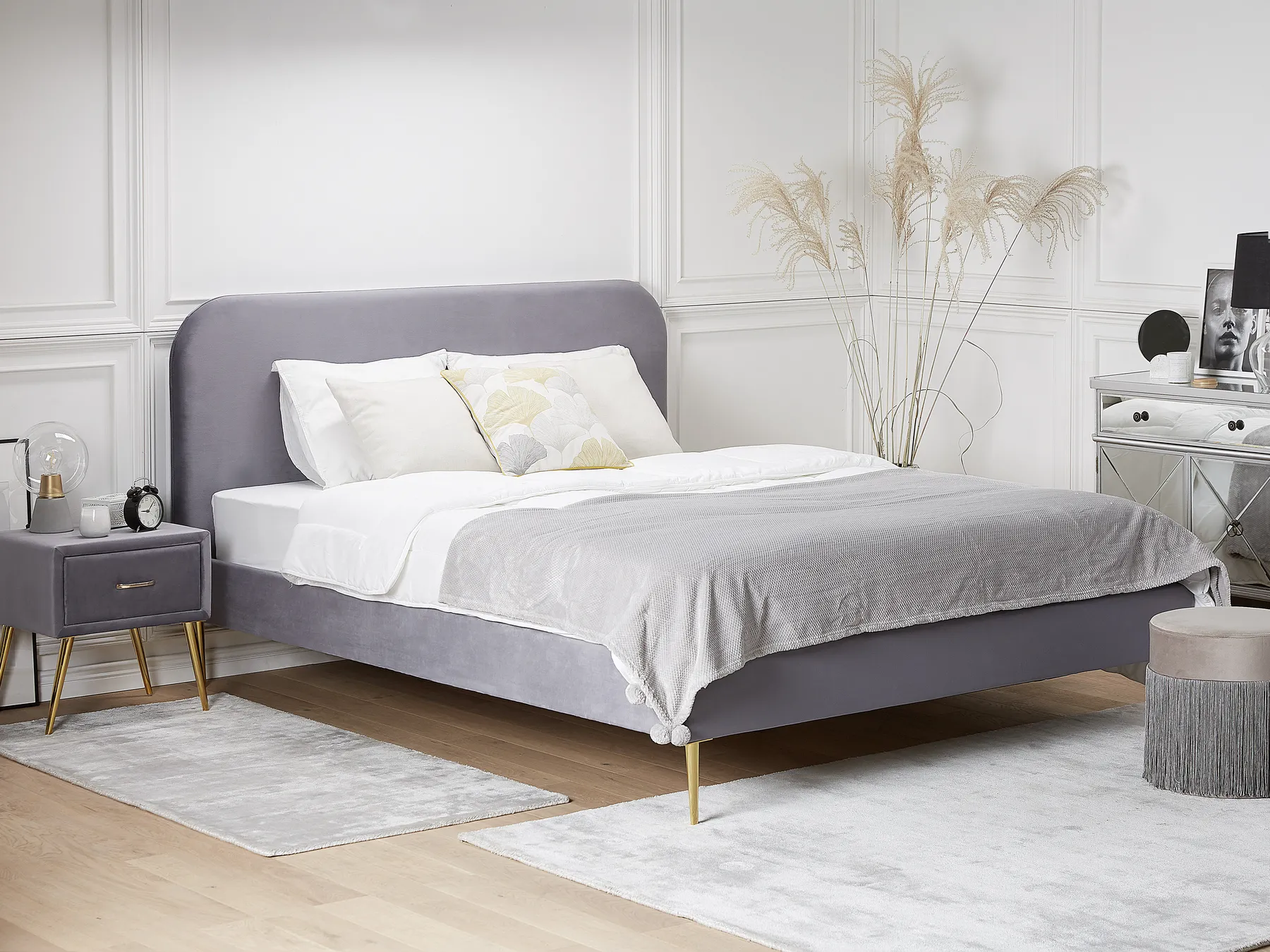Bed Velvet FLAYAT 180 x 200 cm (EU Super King) Grey_767529