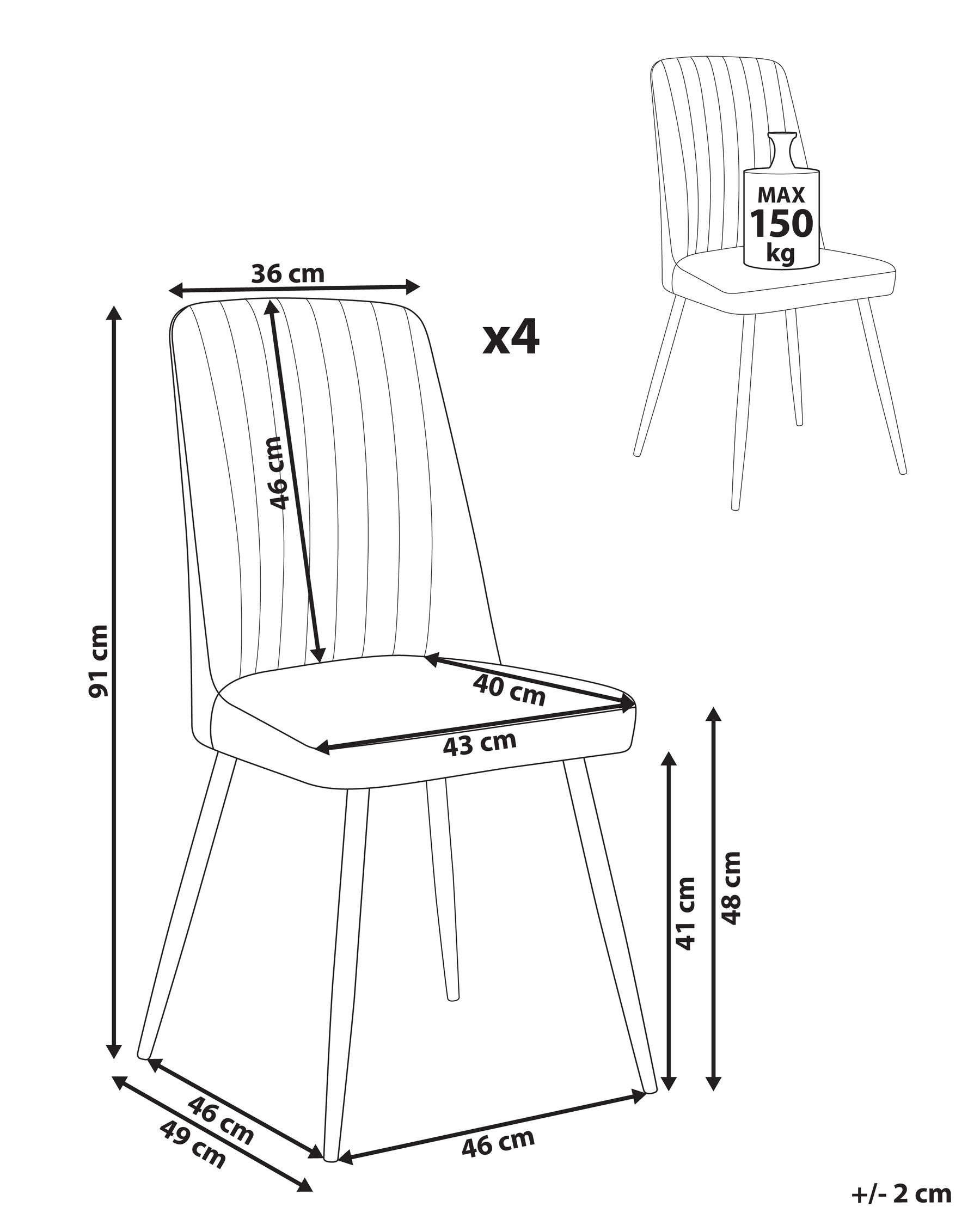 Set di 4 sedie da pranzo KIRBY Velluto Bianco sporco_1024729