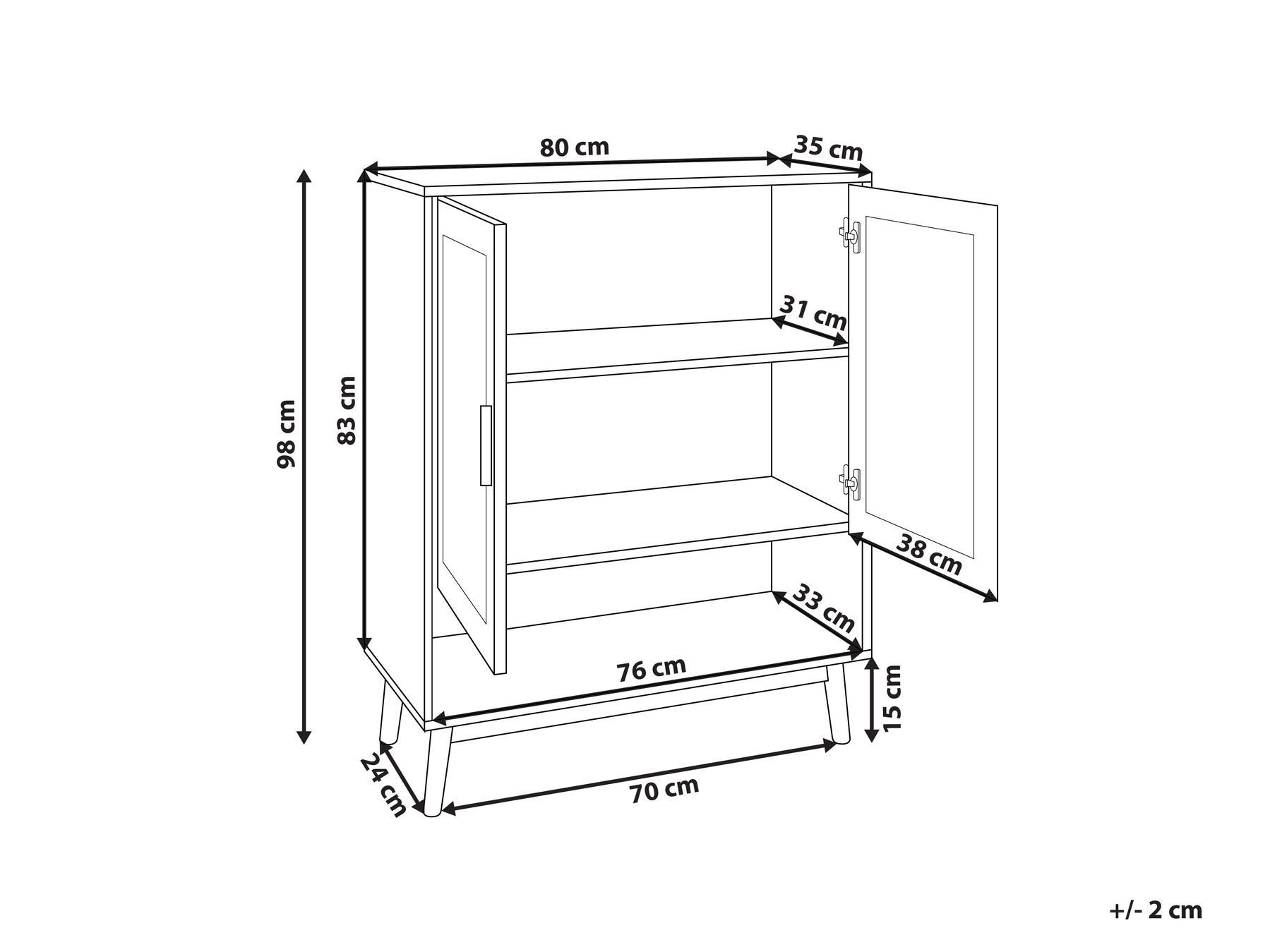 Rattan 2 Door Sideboard Light Wood PEROTE_916362