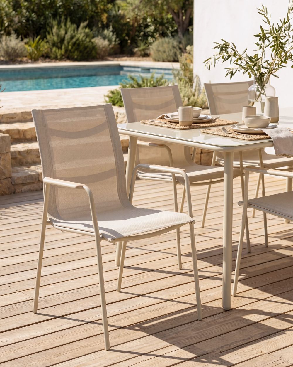 Set di 4 sedie da giardino CARAVINO Metallo Beige chiaro