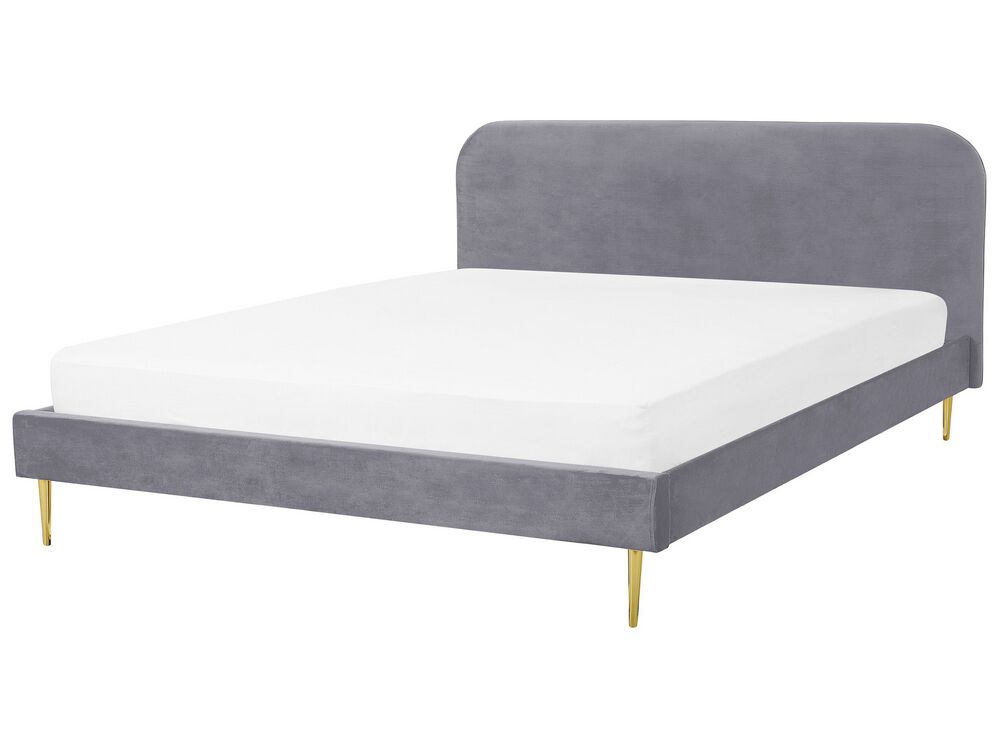 Bett mit Lattenrost Samtstoff FLAYAT 180 x 200 cm Grau