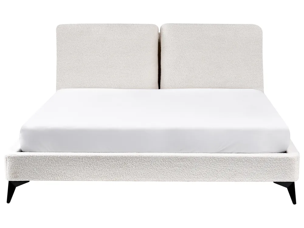 Bett mit Lattenrost Bouclé MELLE 160 x 200 cm Cremeweiß_965650