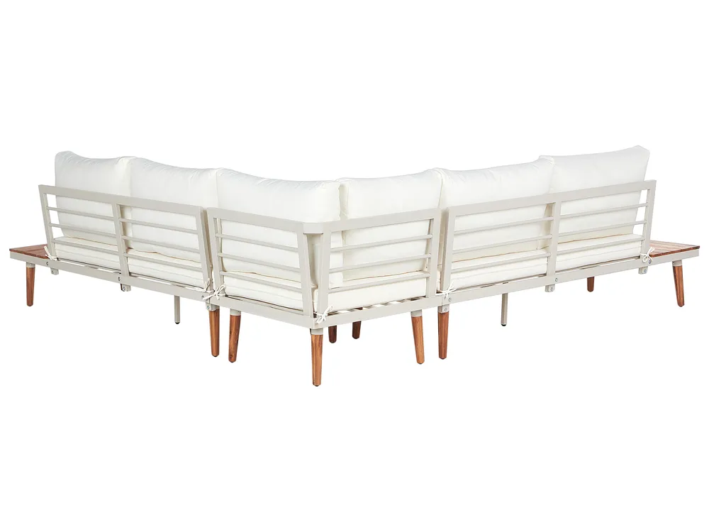 Garden Corner Sofa with Table 5 Seater CORATO Acacia Wood Off-White_920247