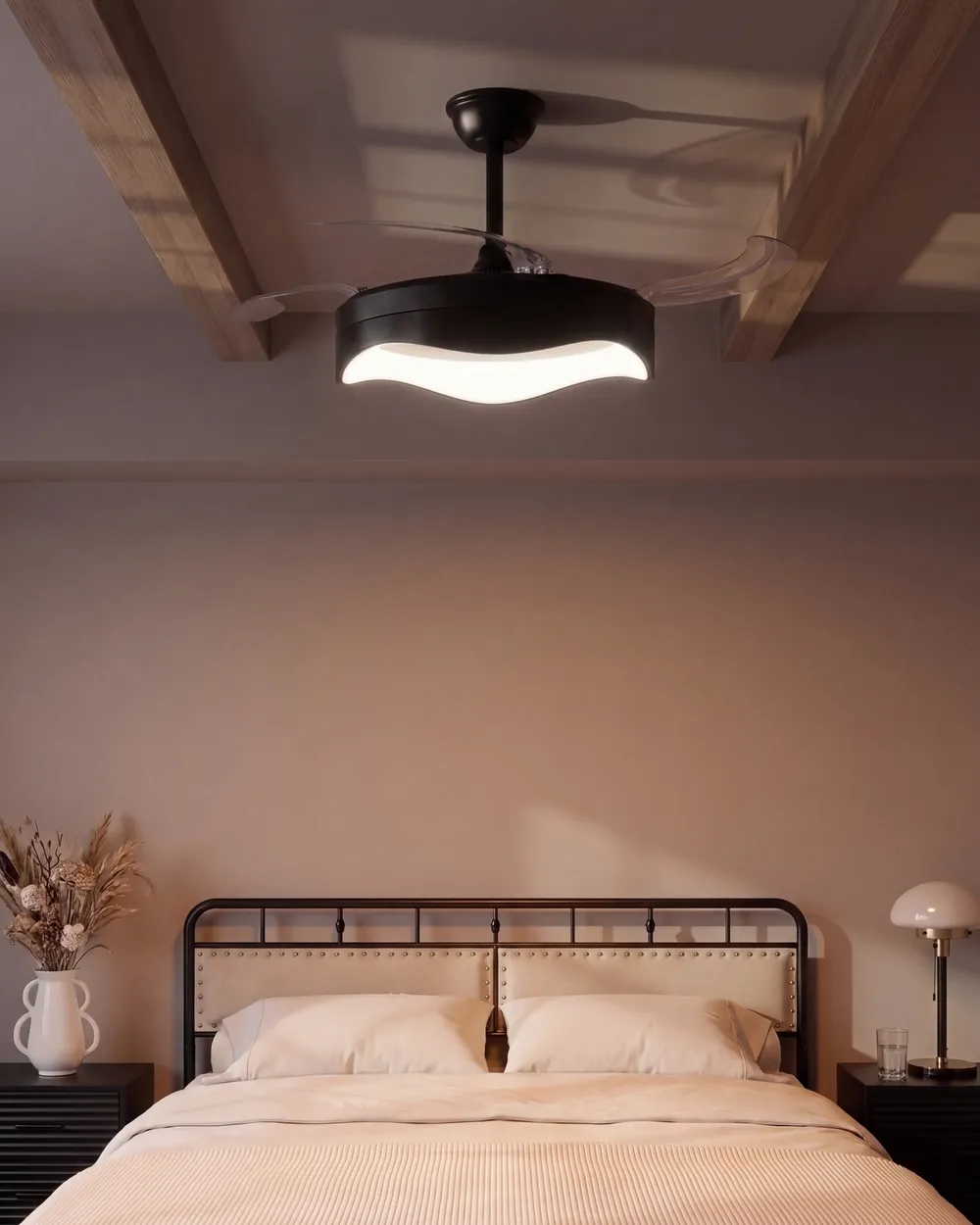 Ceiling Fan with Light ETONIA with Remote LED Black