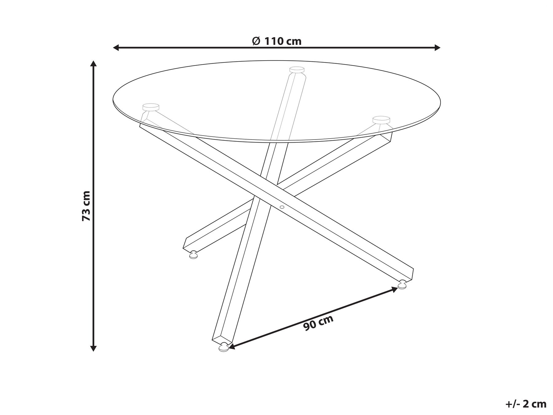 Glass Top Round Dining Table ⌀ 110 cm Silver BUTLER_850655