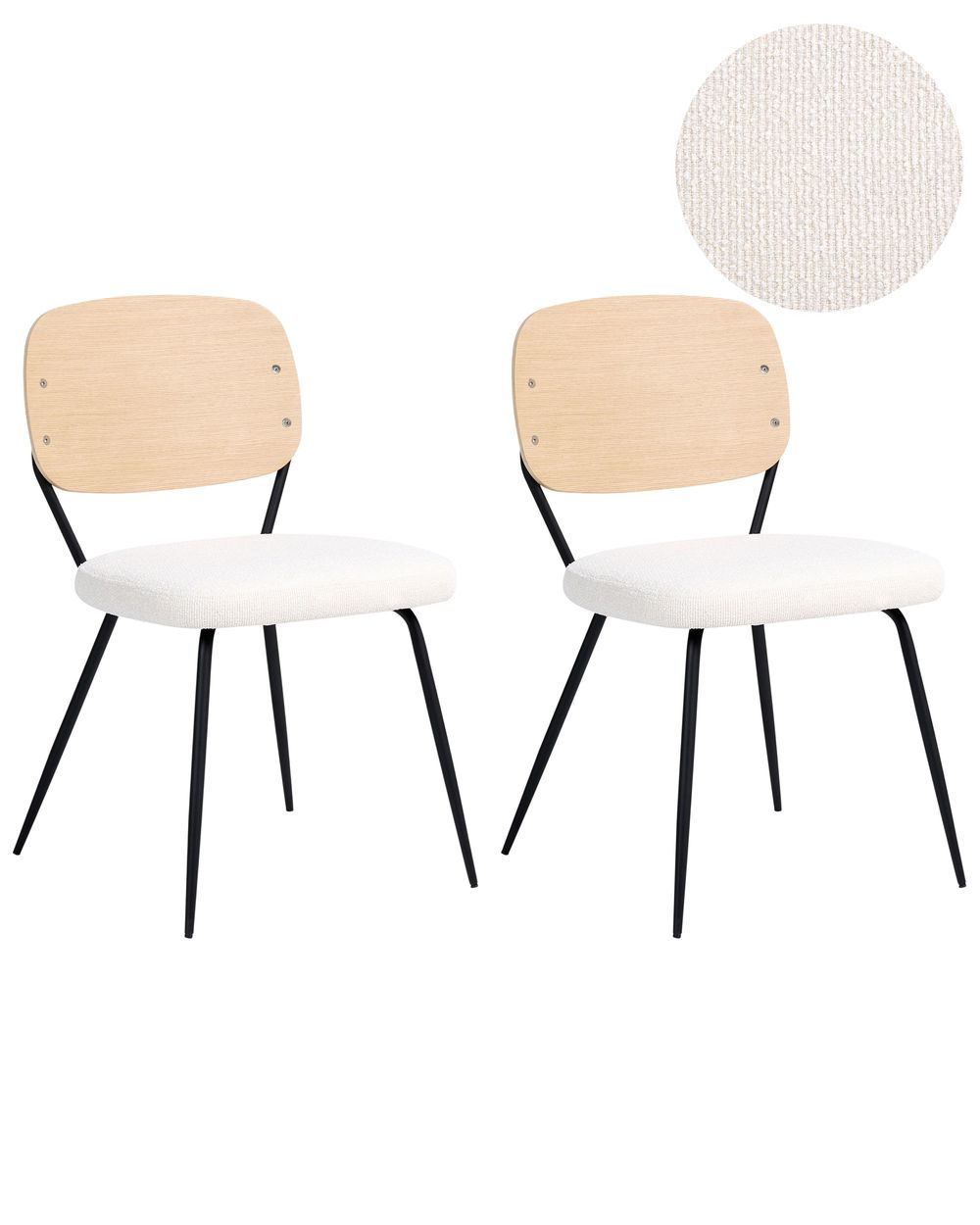 Set de 2 scaune dining EILEEN Boucle Alb-murdar