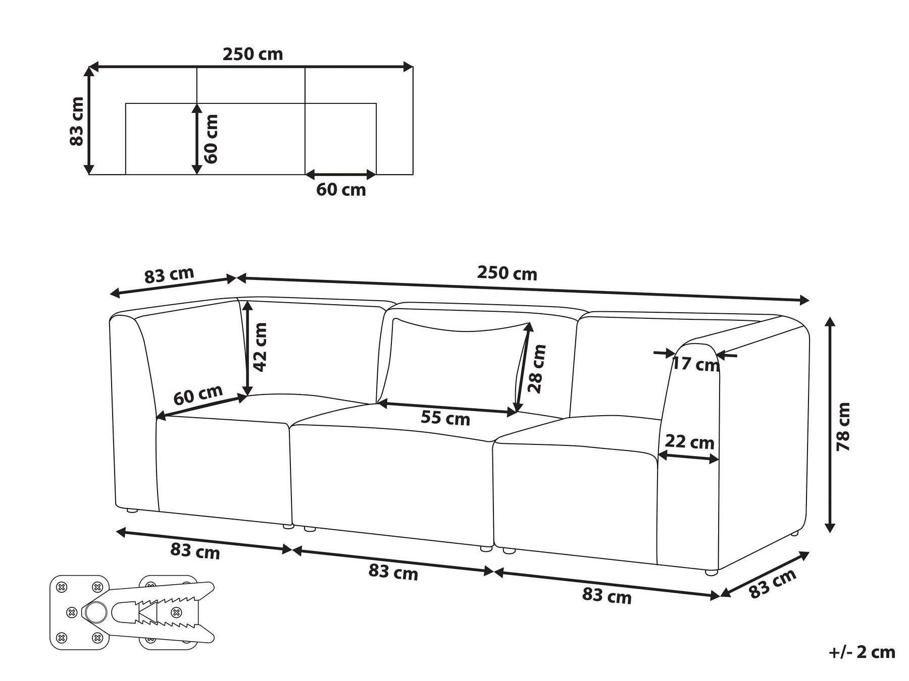 3 Seater Modular Jumbo Cord Sofa Off White LEMVIG_875827