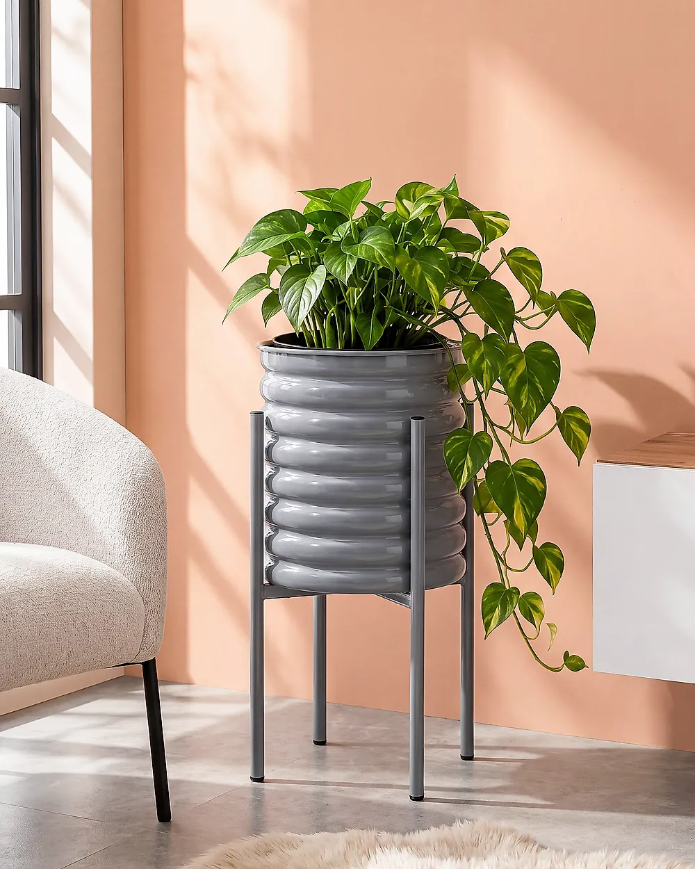Donica na nóżkach SESLERIA 31 cm Metal Ciemnoszary