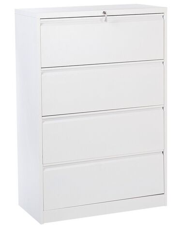 Armoire de rangement à 4 tiroirs en métal blanc HALITE