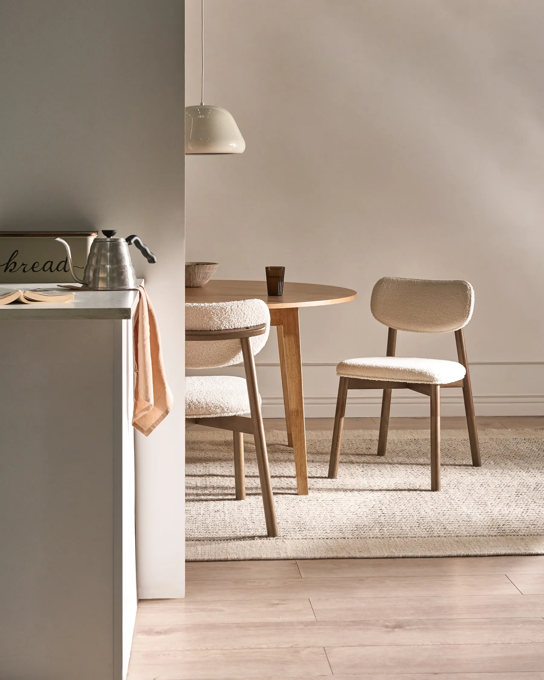 Set of 2 Dining Chairs MILLS Boucle Brown/ Light Beige_1024327