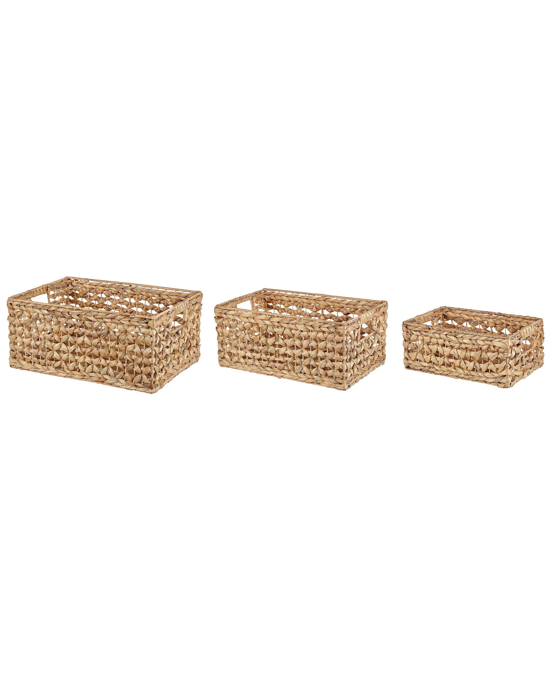 Set of 3 Water Hyacinth Baskets Natural MINNOW_825137