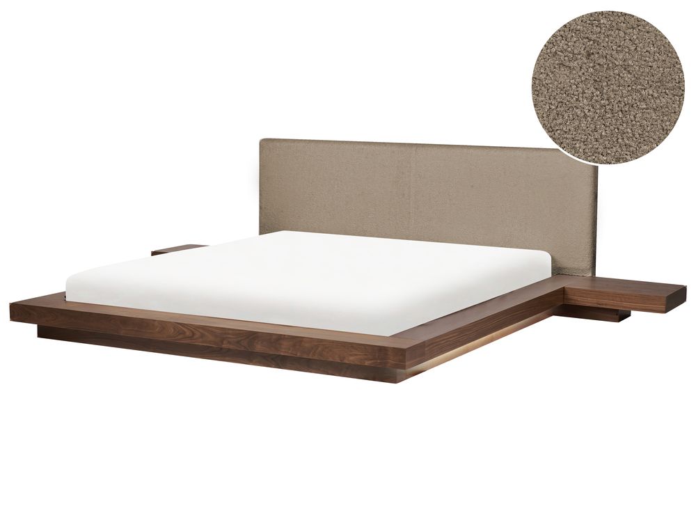 Seng med LED Boucle ZEN 180 x 200 cm Brun ask