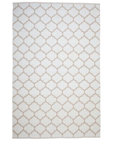 Outdoor Teppich beige 140 x 200 cm marokkanisches Muster zweiseitig Kurzflor AKSU