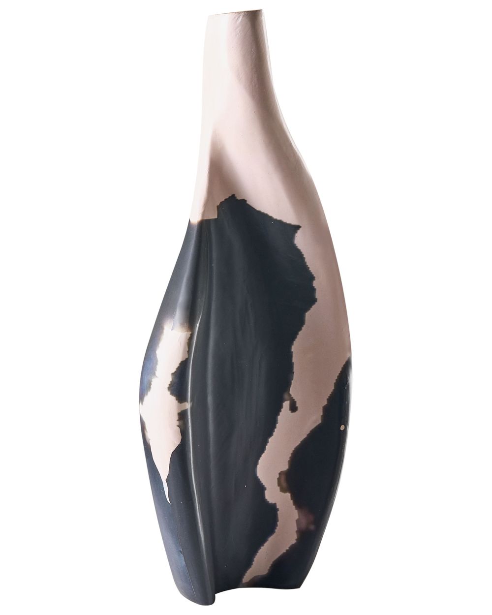 Vaso decorativo LAGOS 40 cm Legno di mango Nero/Beige