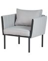 Lounge Set Stahl schwarz 5-Sitzer Auflagen hellgrau SKALA_934649