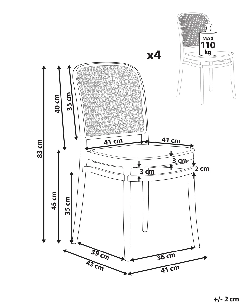Set di 4 sedie da giardino PLOSE Beige_935471