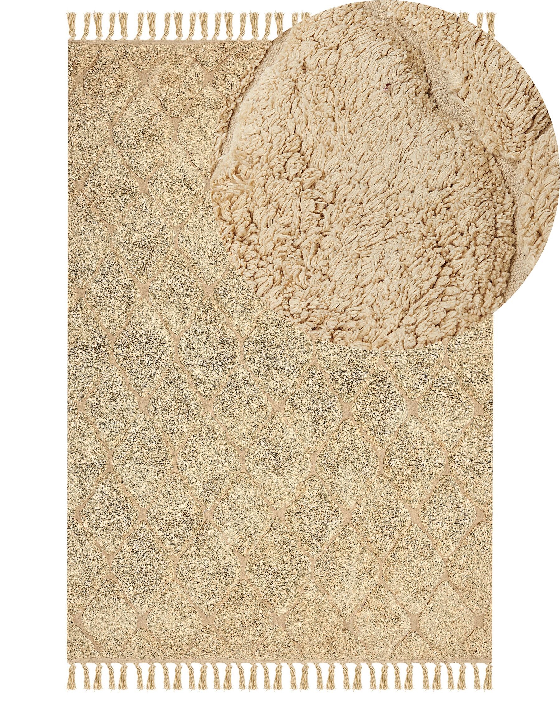 Tapis en coton beige sable 160 x 230 cm SANLIURFA_840542