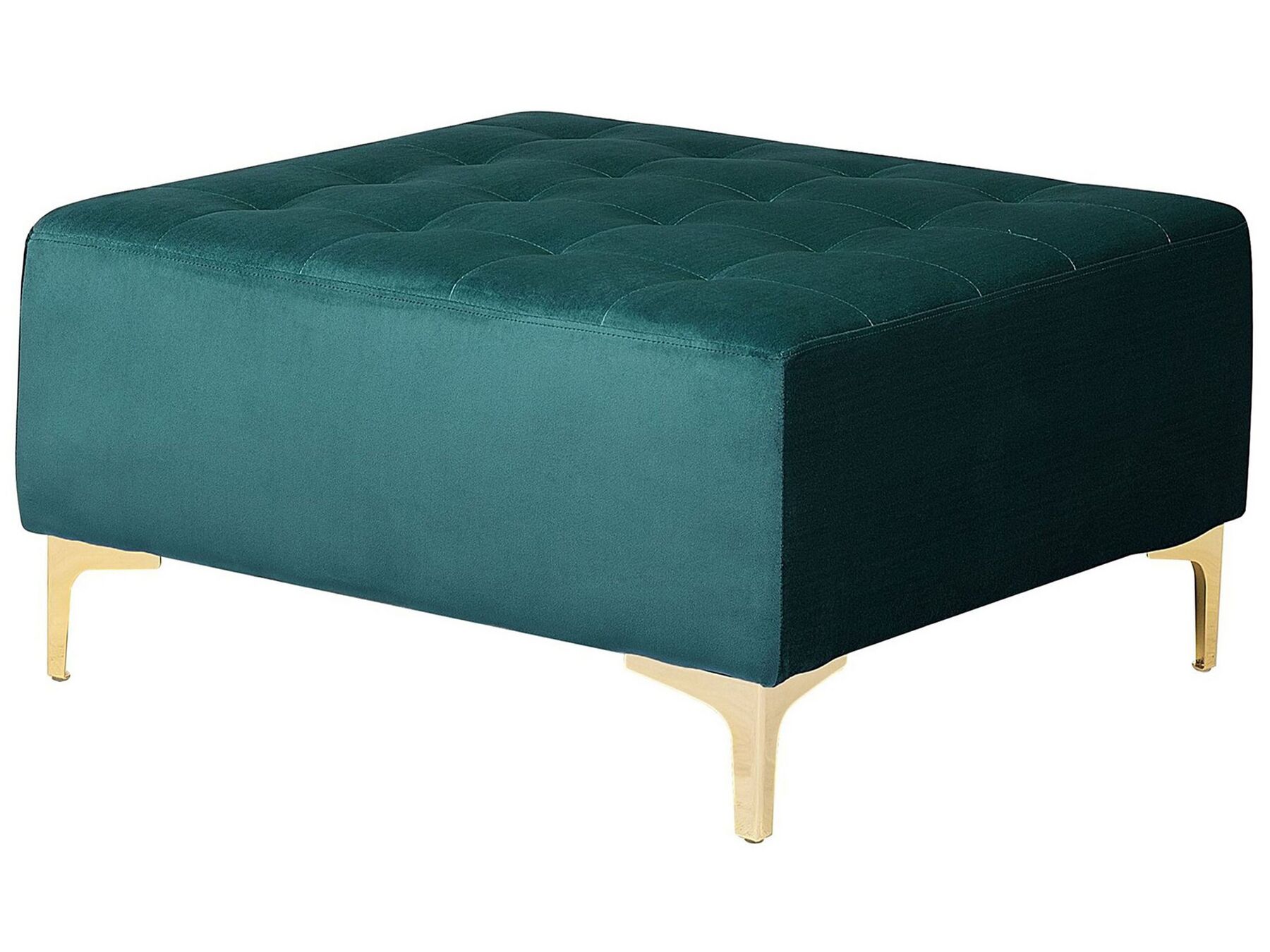 Pouf Ottoman en velours bleu paon ABERDEEN_737975