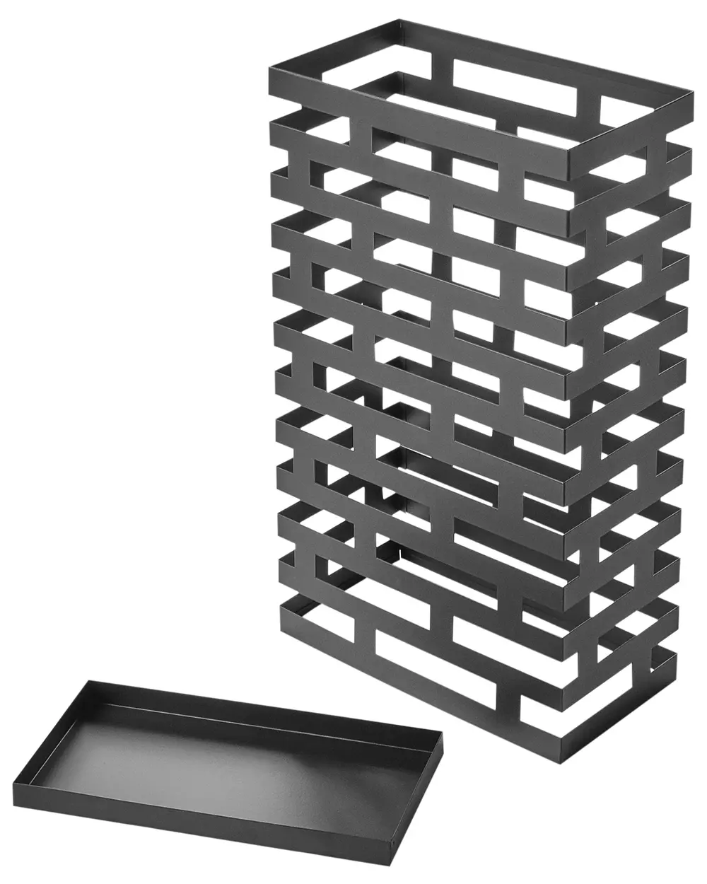 Coloch Portaombrelli In Metallo Quadrato – Base Ponderata – Design Scavato – Nero – 15x15x40 Cm – Per Ingresso E Ufficio