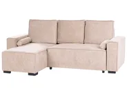Corner Sofa Bed 3 Seater EDANE with Storage Fabric Beige Right Hand_1057076