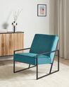 Fauteuil en velours bleu paon DELARY_934749