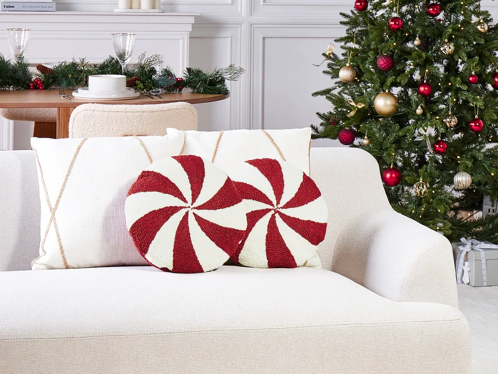 Zestaw 2 poduszek dekoracyjnych SWIRL CANDY Boucle 40 x 40 cm Czerwony