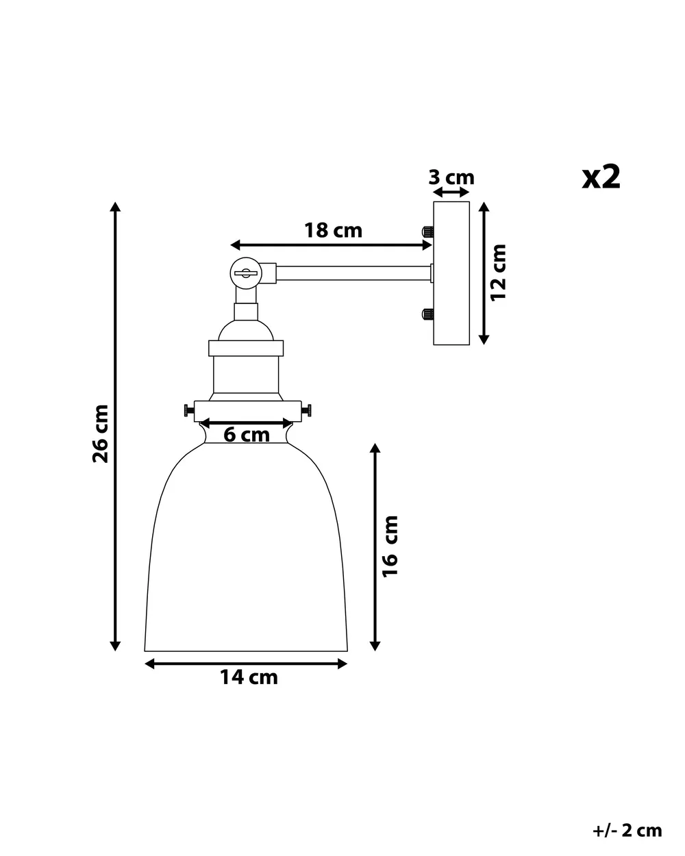 Set di 2 lampade da parete LOVAT Regolabile Metallo Trasparente Nero_801815