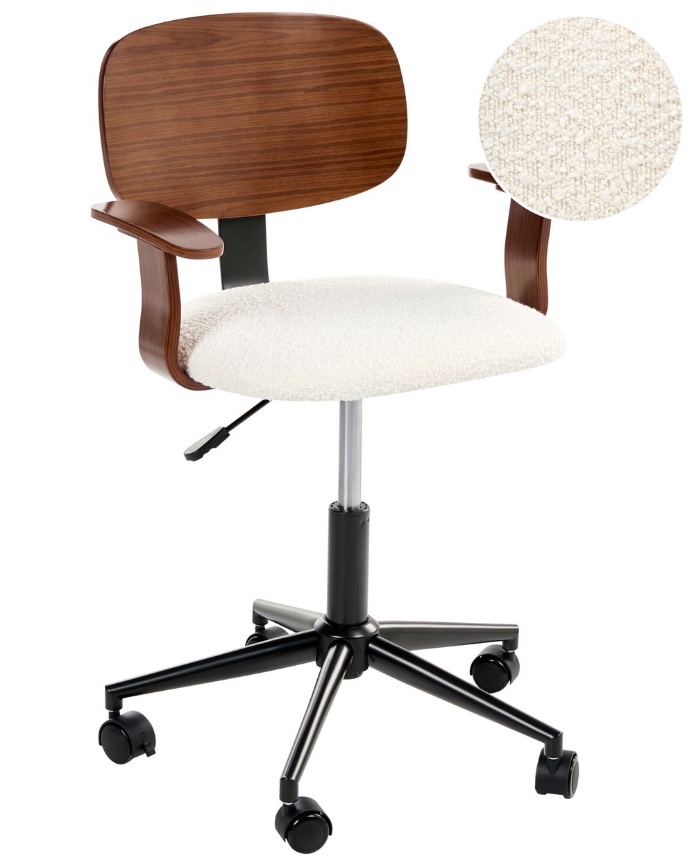 Silla de escritorio GUNNISON Bouclé Blanco crema