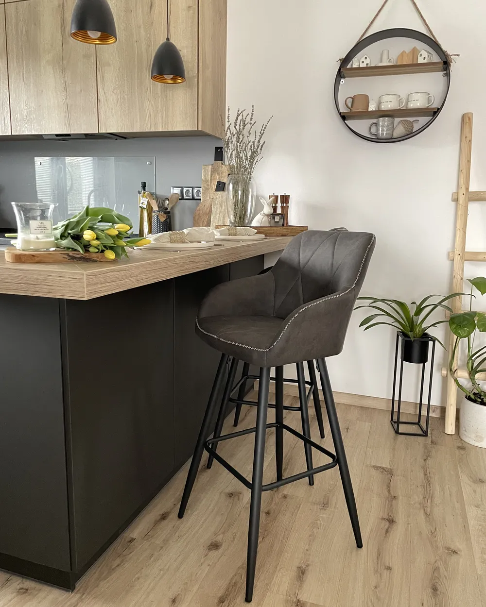 Set of 2 Bar Chairs DARIEN Grey_918310
