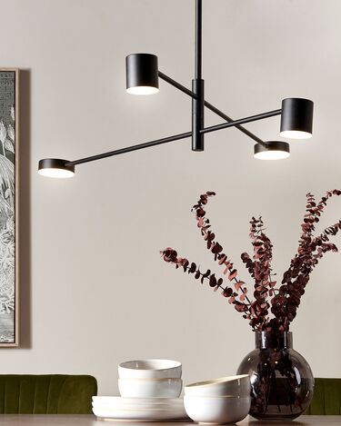 4 Light Pendant Lamp Black BANDON 