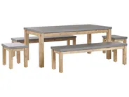 Garden Dining Set with Benches and Stools 8 Seater OSTUNI Concrete Grey_804611