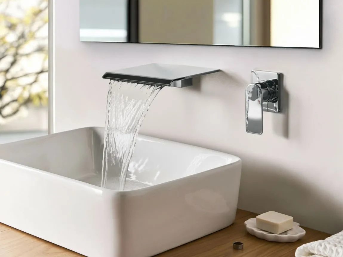 rubinetto miscelatore da parete per lavabo APONWAO Ottone Argento_986971