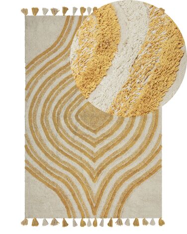 Teppich Baumwolle beige / gelb 140 x 200 cm abstraktes Muster BINGOL