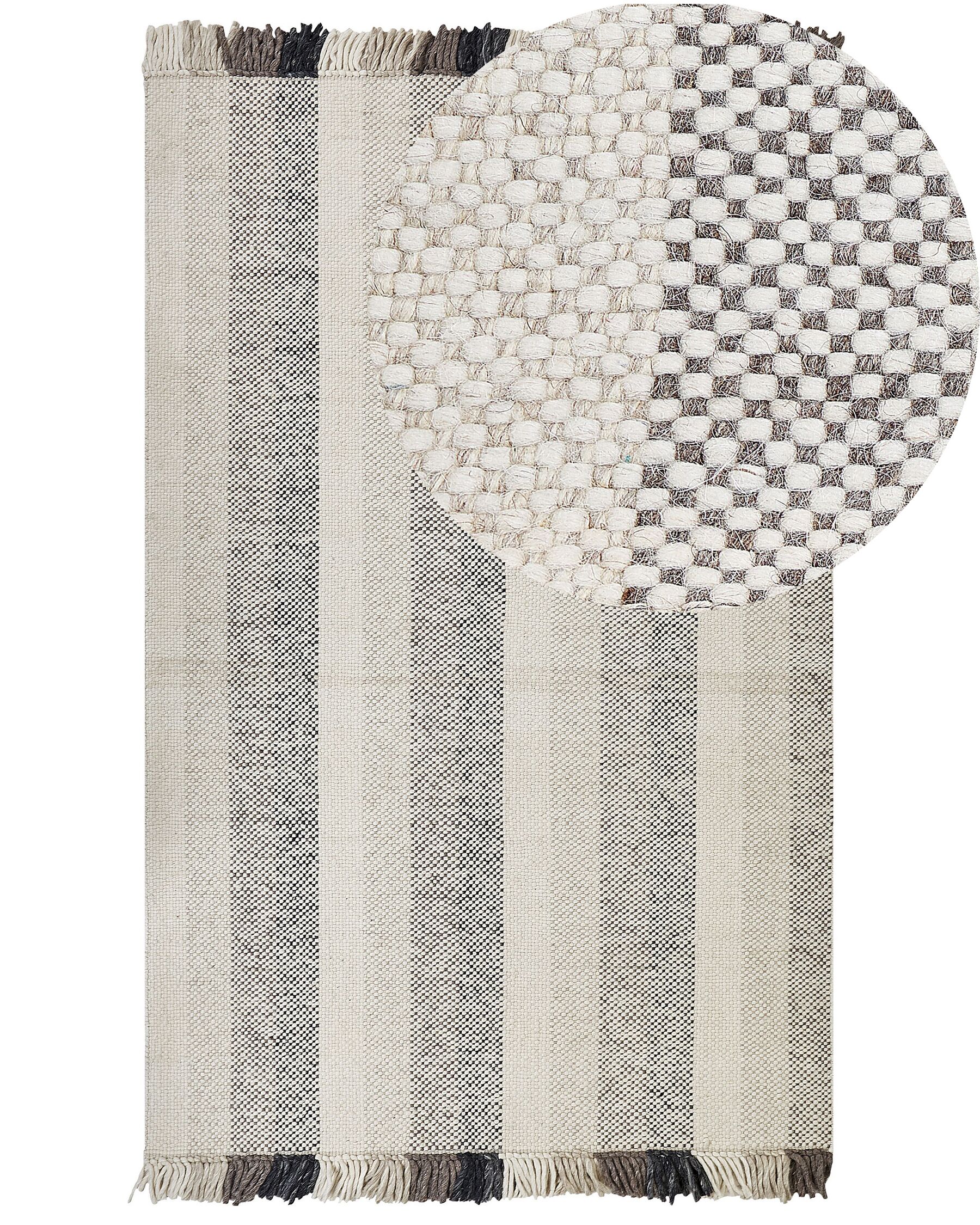 Vlnený koberec 140 x 200 cm krémová biela/hnedá/čierna EMIRLER_847179