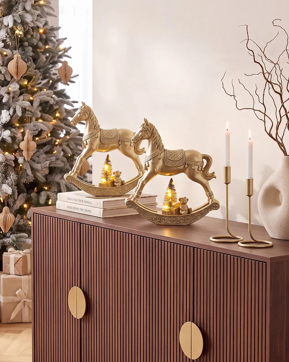 Set di 2 decorazioni natalizie LED YPPARI 30 cm Oro