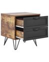 2 Drawer Bedside Table Dark Wood with Black ARKAN_826066