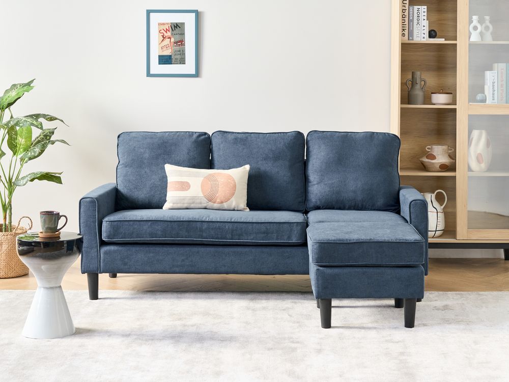 Sofa 3 Seater AVESTA with Ottoman Fabric Dark Blue