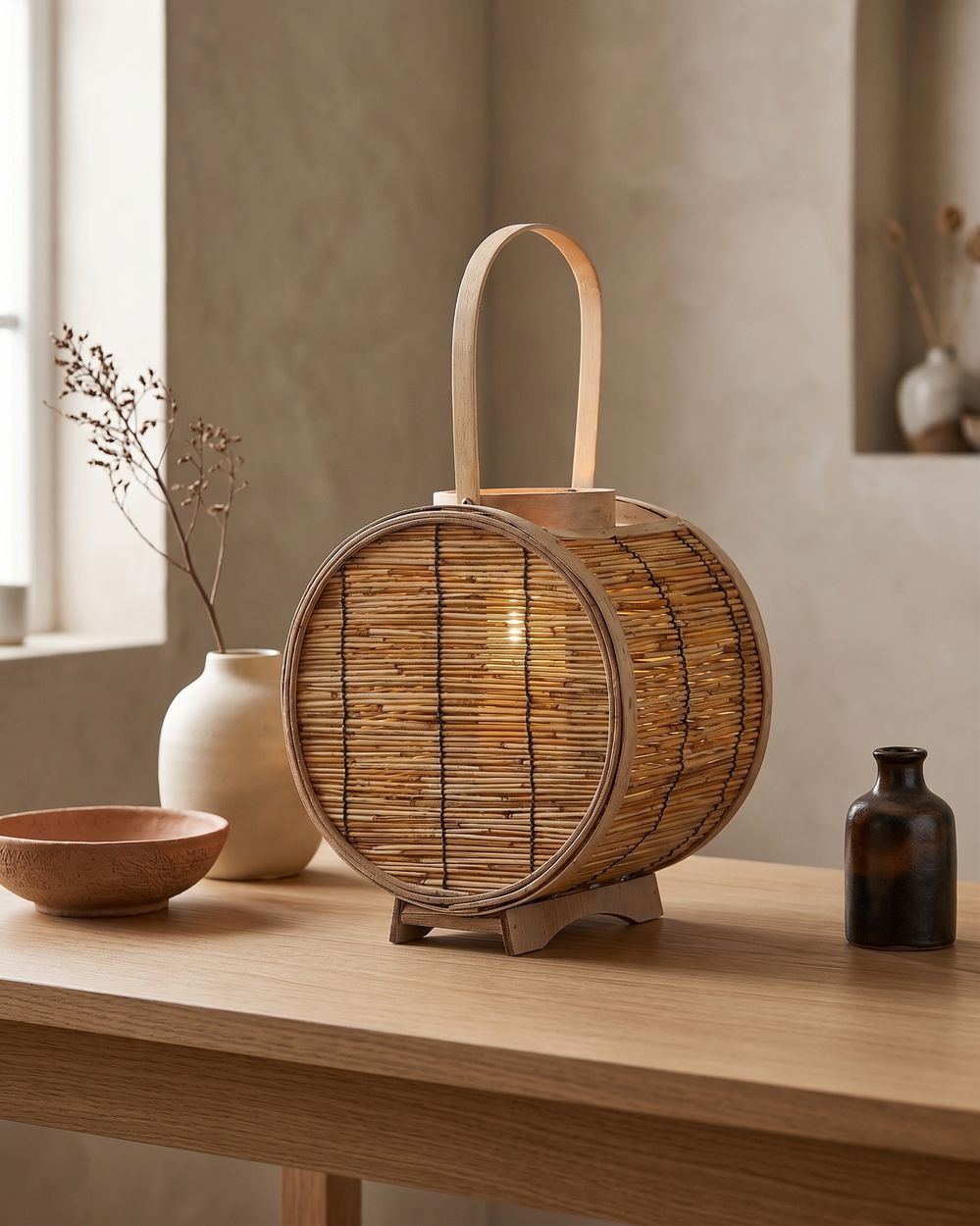Laterne BISTAL 30 cm Rattan Naturfarben